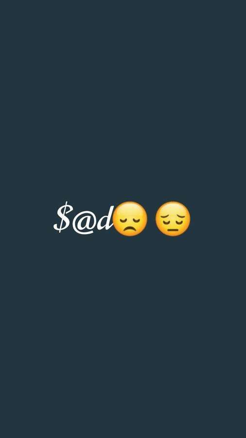 Dark teal wallpaper with white dollar at symbol and two sad face emojis. — Mood Background