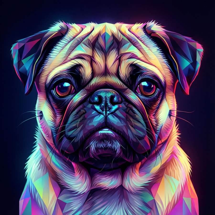 A low-poly geometric pug with neon colors. — Most Popular Wallpaper