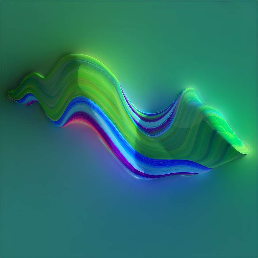 A glowing abstract wave with neon colors against a teal background. — Motion PNG