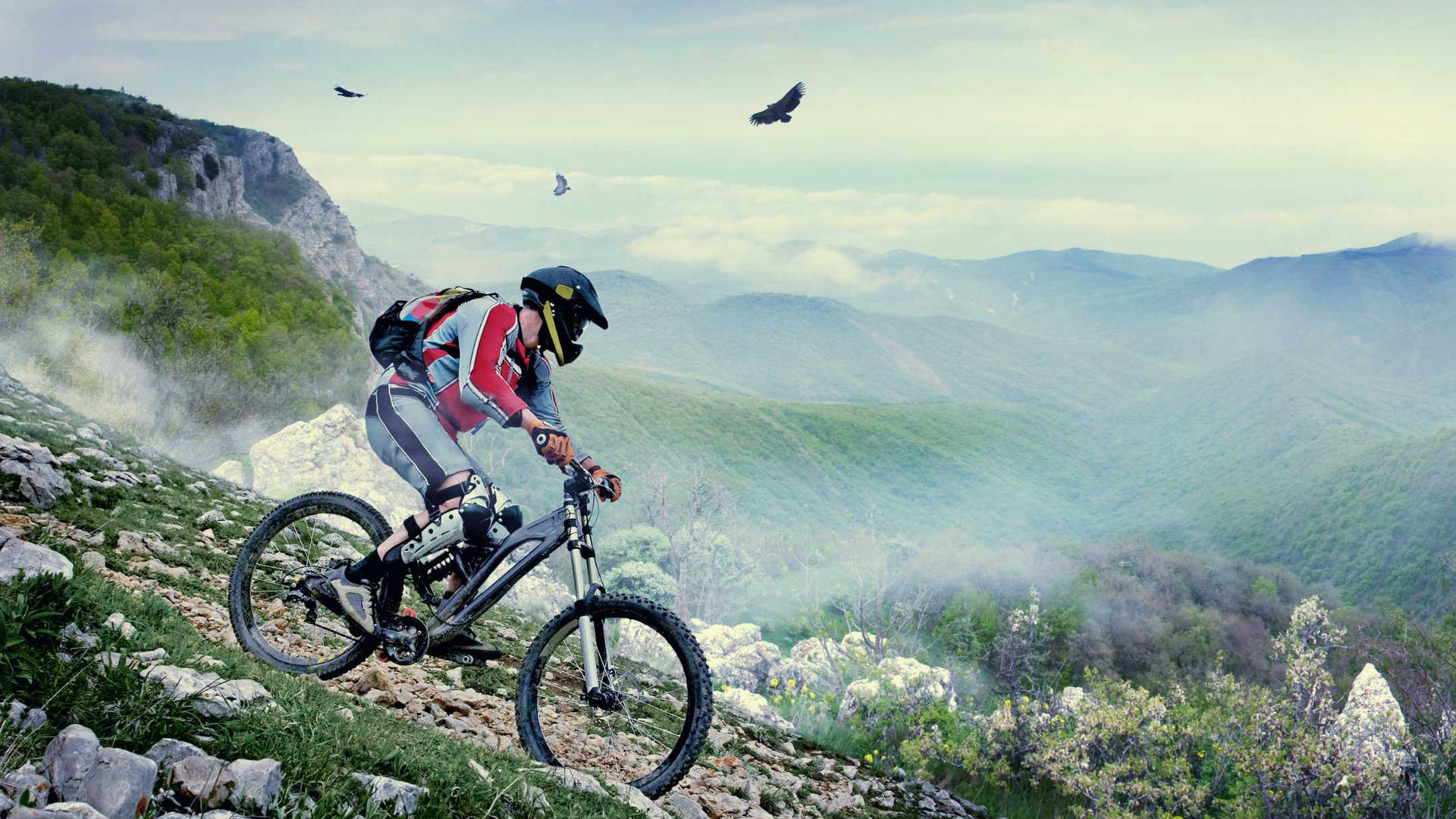 Mountain Biking Background Wallpaper