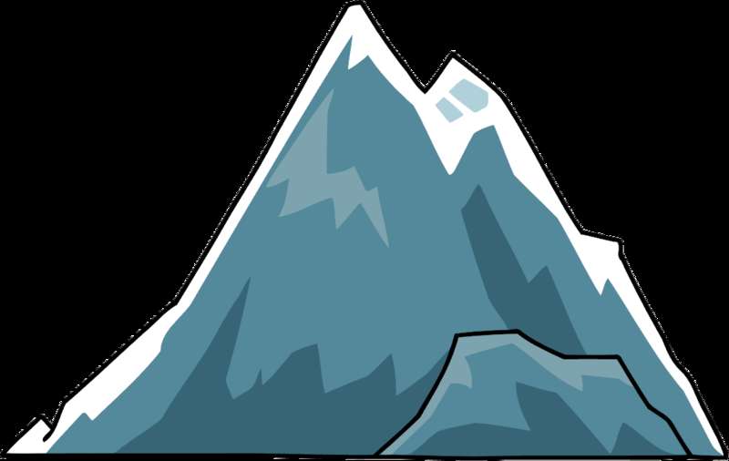 A cartoon mountain with snow caps and black outlines. — Mountains PNG