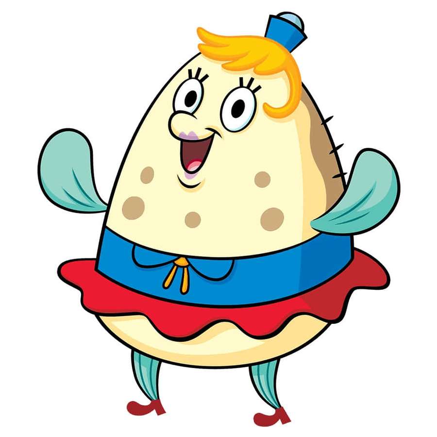 En glad tegneserieeggfigur med vinger og en kjole. — Mrs Puff Bakgrunner
