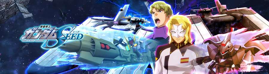 Anime pilots with mechs in space battle under lightning. — Mu La Flaga Wallpaper