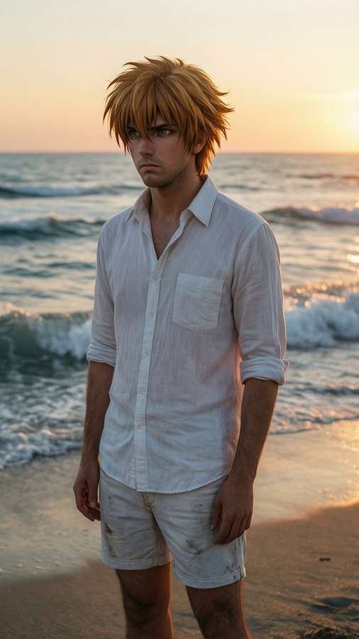 Murrue reflects on a peaceful beach. — Murrue Ramius Wallpaper