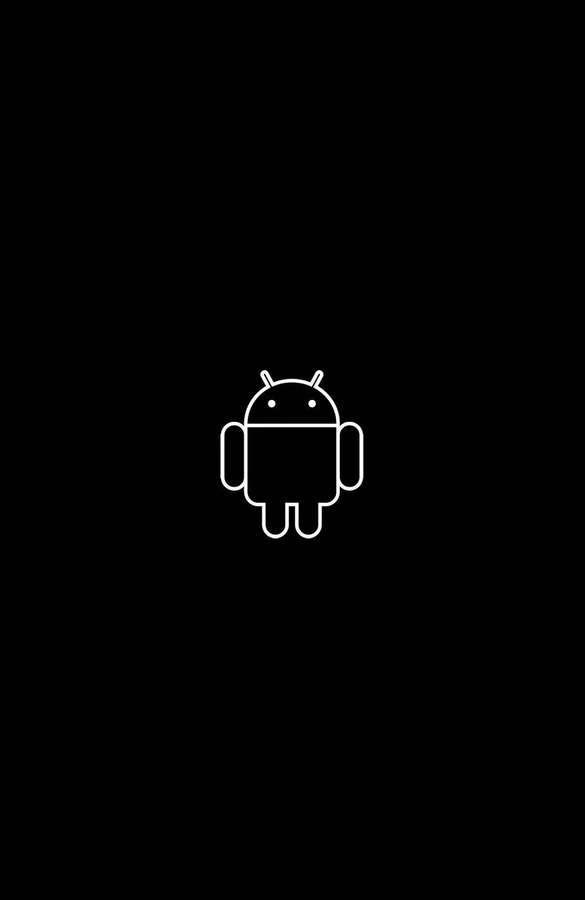 Valkoinen Android-robottikuvake mustalla taustalla — Mustat Android Taustakuvat