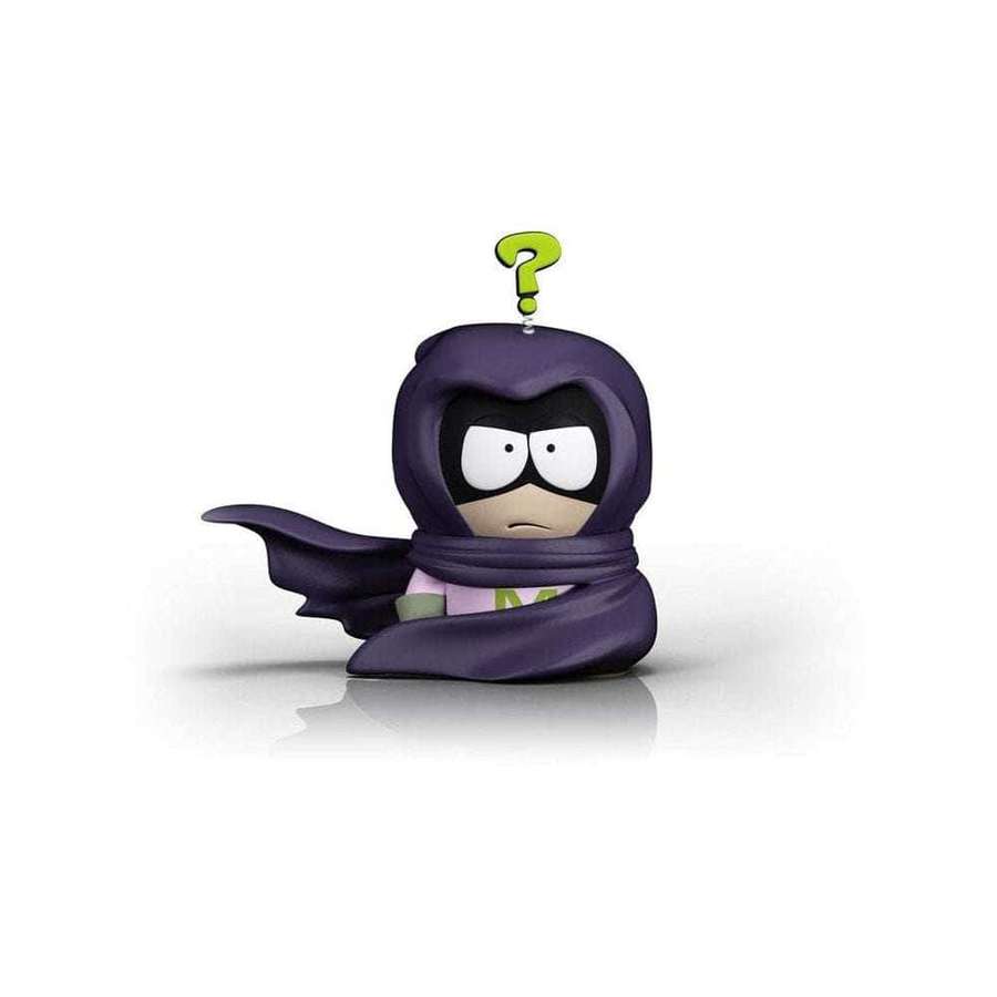 Lila Kapuzen-Cartoonfigur mit einem grünen Fragezeichen über dem Kopf. — Mysterion Wallpaper