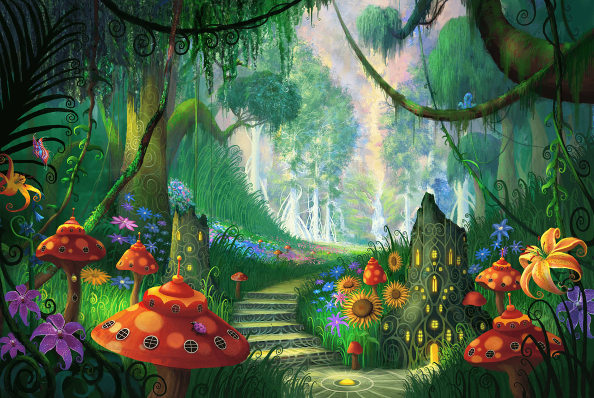 Mystical Forest Background Wallpaper