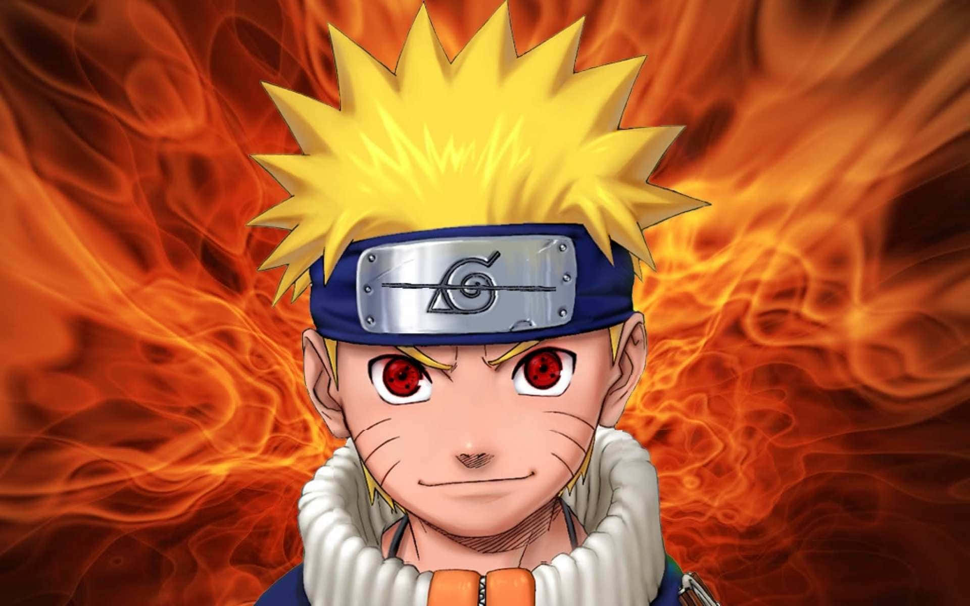 Anime ninja Naruto Uzumaki with red eyes and fiery background. — Naruto Face Wallpaper