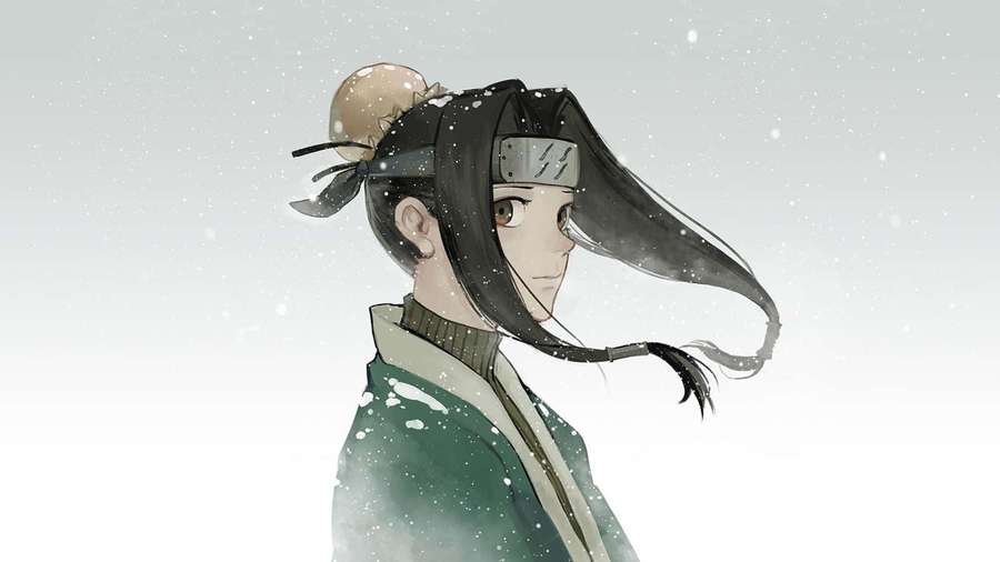 Anime ninja in snow with long black hair and headband — Naruto Haku Wallpaper