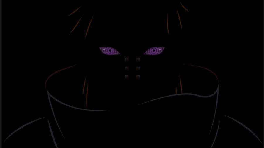 Anime-Figur mit glühenden violetten Augen im Dunkeln — Naruto Notebook Wallpaper
