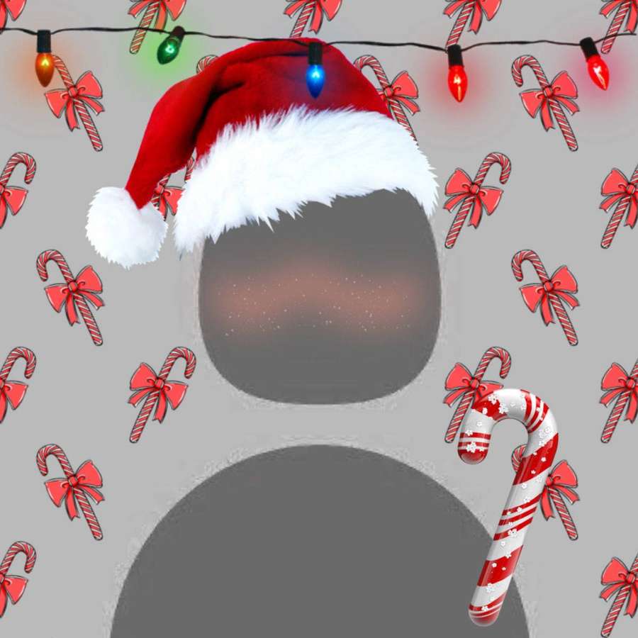 Gorro festivo de Papai Noel e bengalas doces com luzes brilhantes em um fundo cinza. — Natal Papéis de Parede
