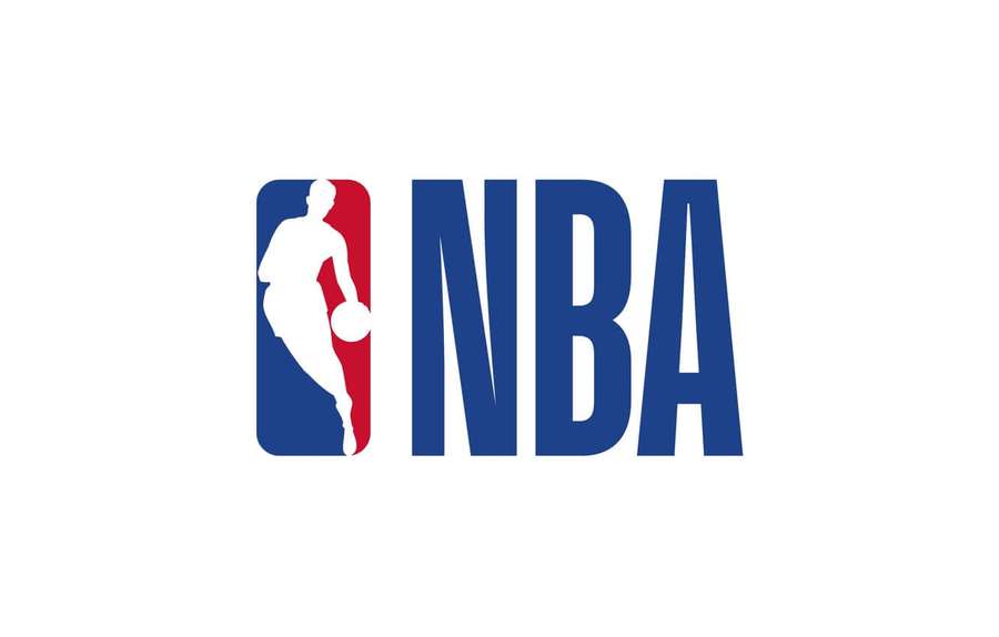 NBA logo with basketball player silhouette and bold blue letters — NBA Logo Background