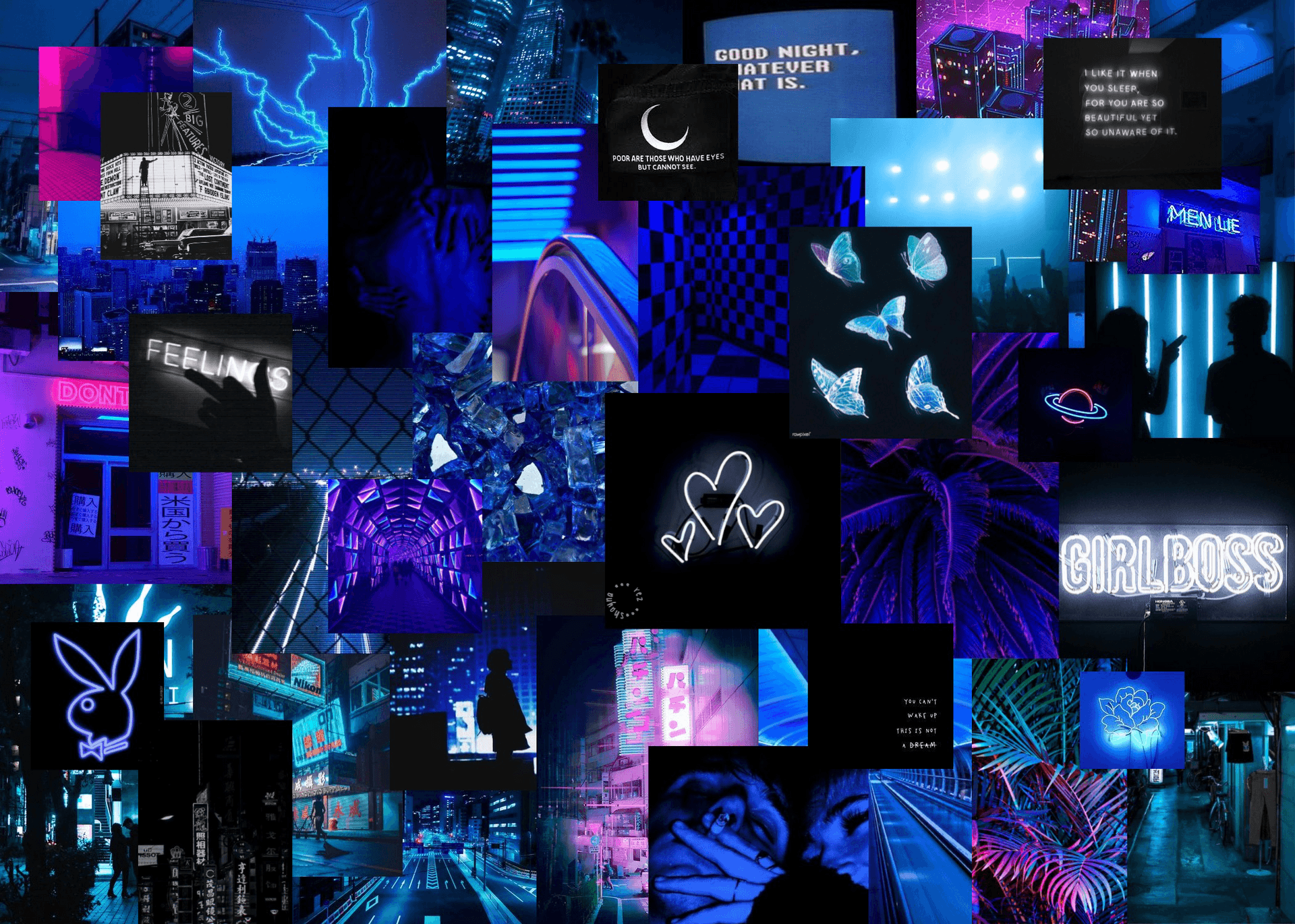 Neon Blue Aesthetic Pictures Wallpaper