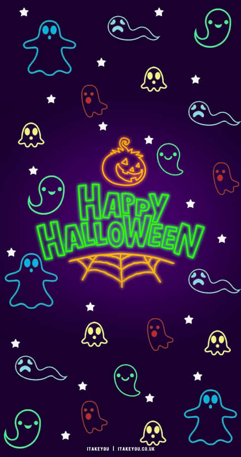 Neonfarbenes Halloween Wallpaper