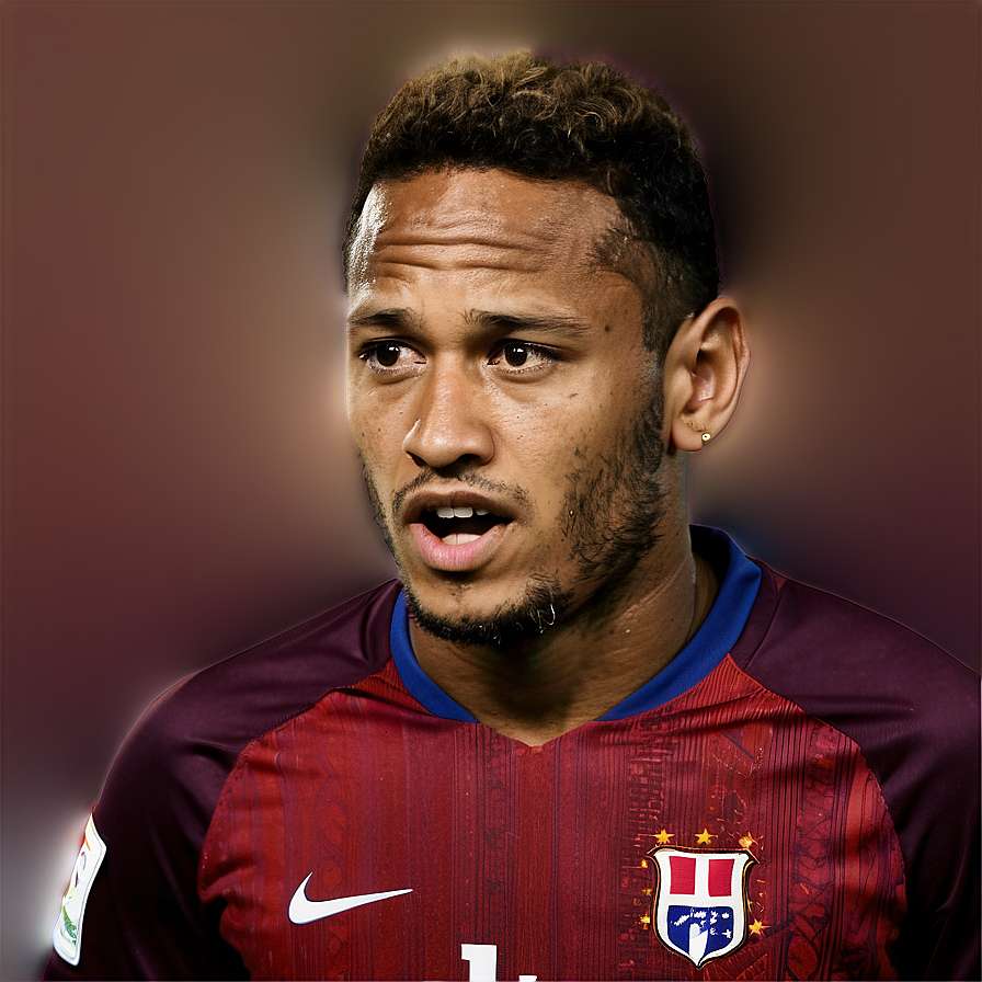 Soccer player in maroon jersey looking intently forward. — Neymar PNG