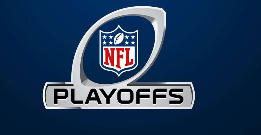 NFL Playoffs logo with shield and football on blue background. — NFL Playoffs Wallpaper