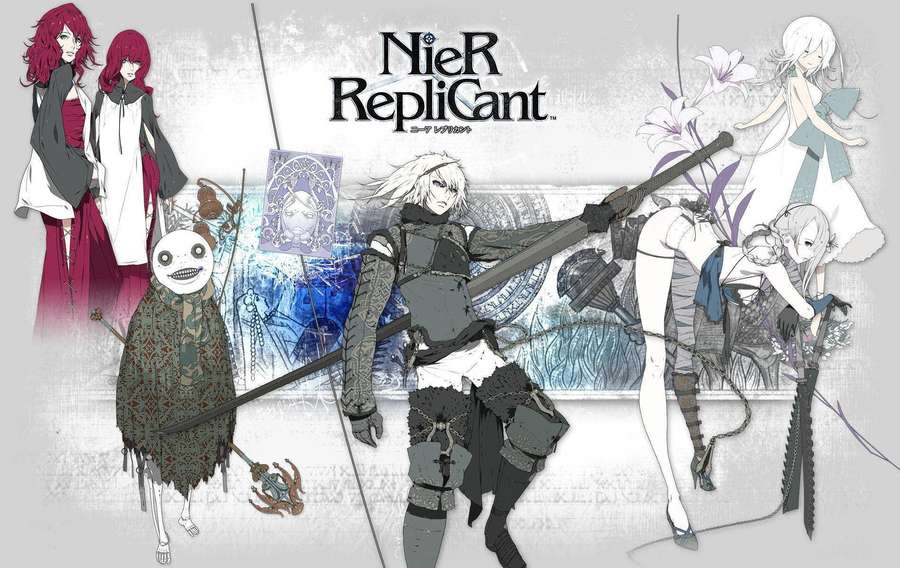 NieR Replicant anime characters with swords and unique designs. — Nier Replicant Wallpaper