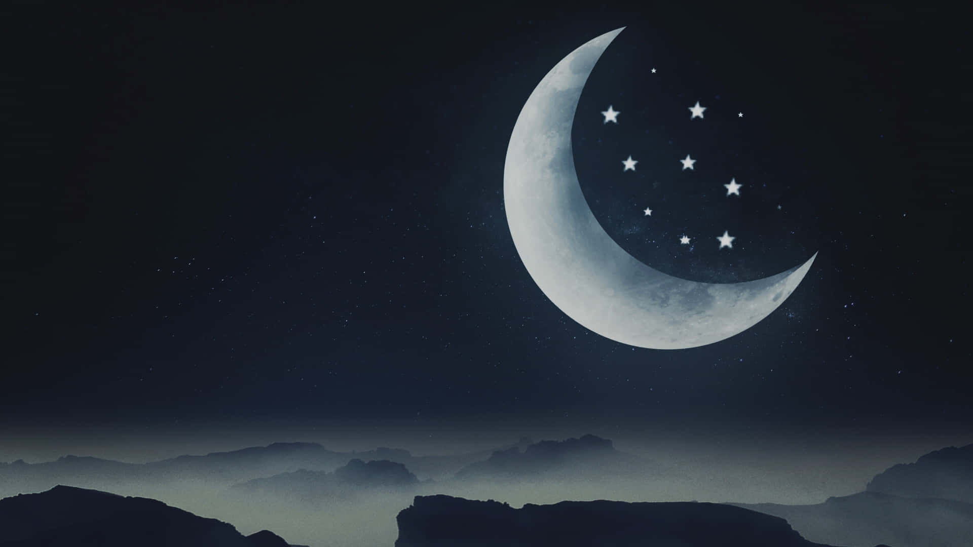 Night Sky Moon And Stars Wallpaper