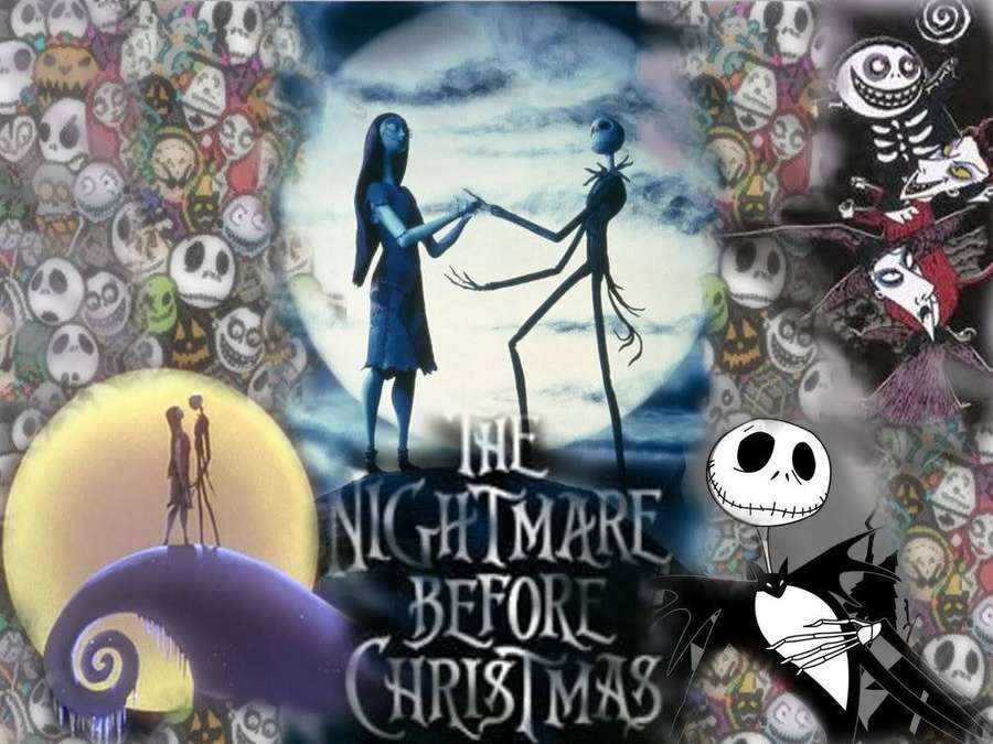 Jack and Sally dancing under a full moon in The Nightmare Before Christmas. — Nightmare Background
