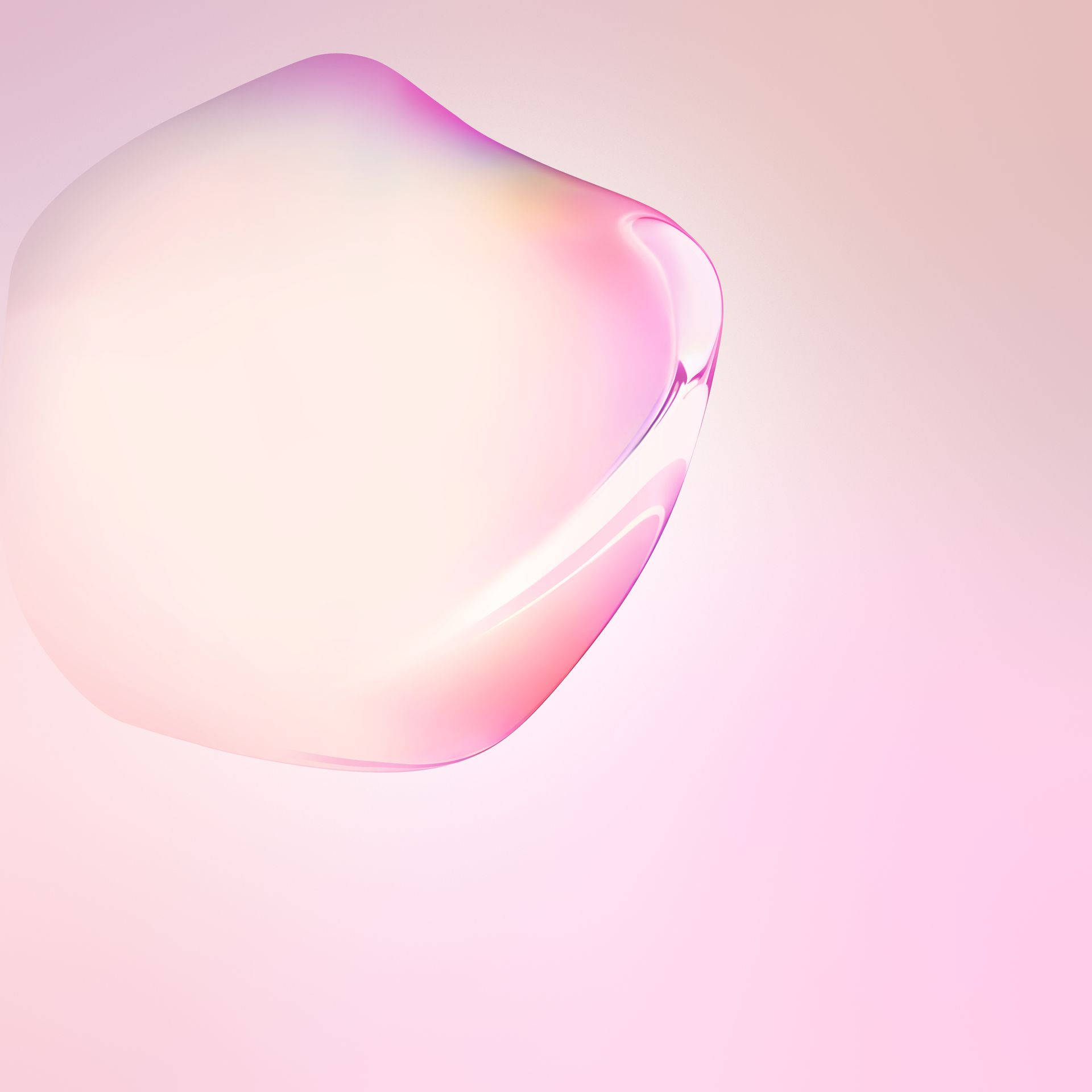 En genomskinlig rosa bubbla med iriserande högdagrar som flyter i en mjuk gradientbakgrund. — Not 10 bakgrund Bakgrundsbilder