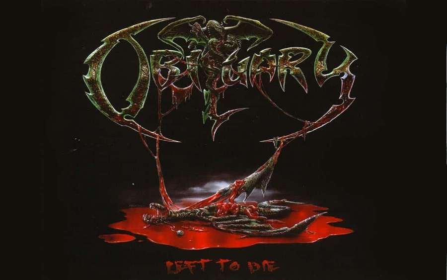 Obituary band logo with blood dripping from letters on black background. — Obituary Background