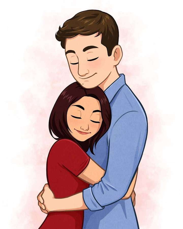 Una pareja sonriente abrazándose cálidamente en un abrazo amoroso. — Objetivos de pareja Fondos de pantalla