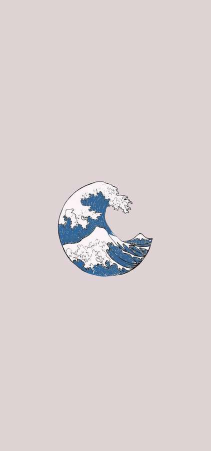 Große Welle Illustration in Blau und Weiß auf rosa Hintergrund — Ocean Waves Bilder