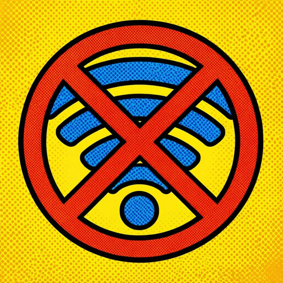 A vibrant pop art offline icon with halftone dots — Offline Wallpaper