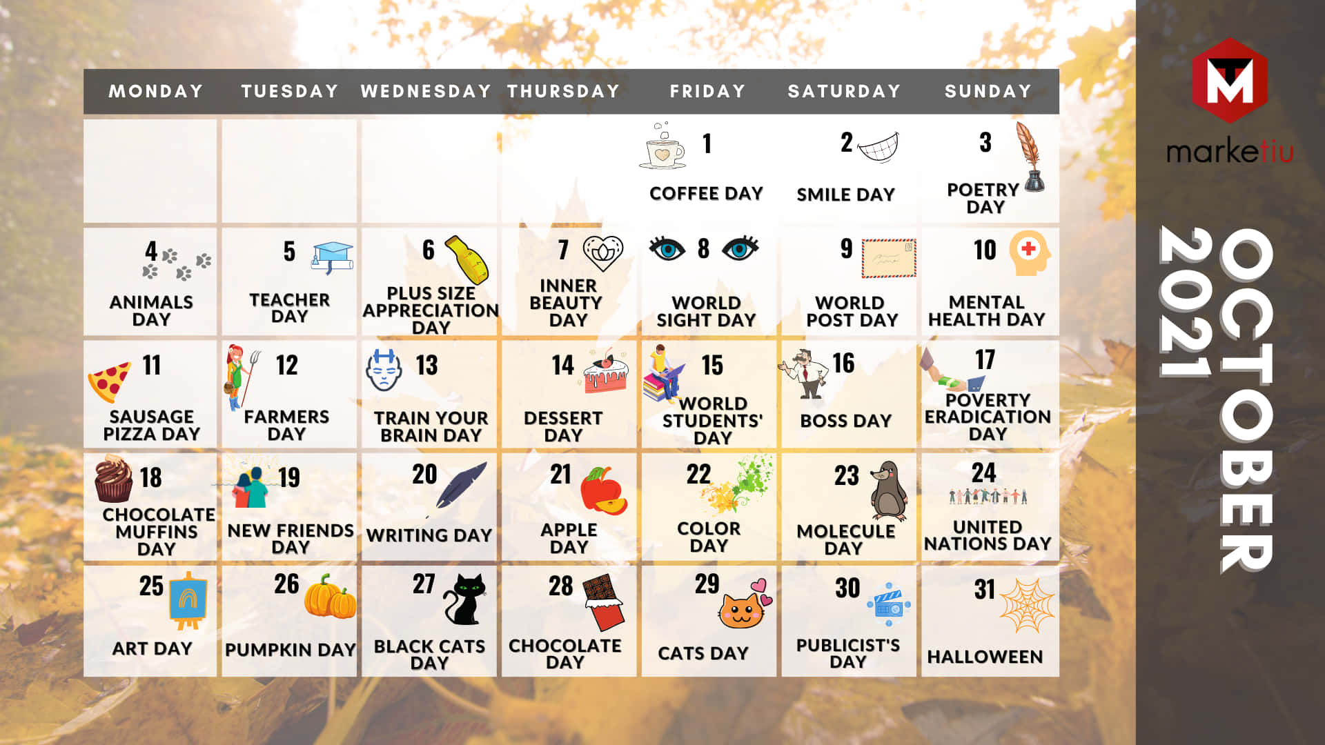 Oktober 2021 Kalender Baggrunde
