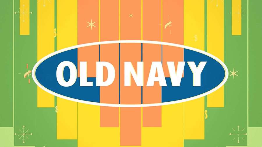 Old Navy logo on colorful retro striped background with starbursts — Old Navy Picture