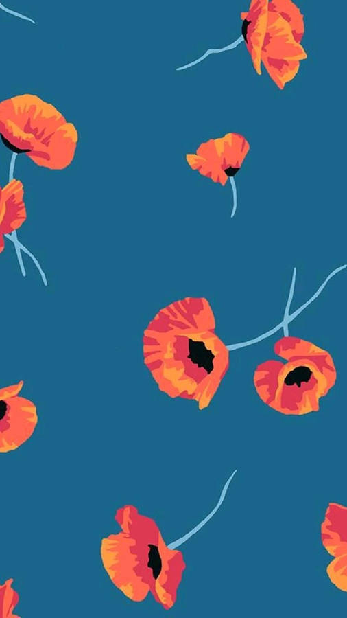 Orange Floral Background Wallpaper