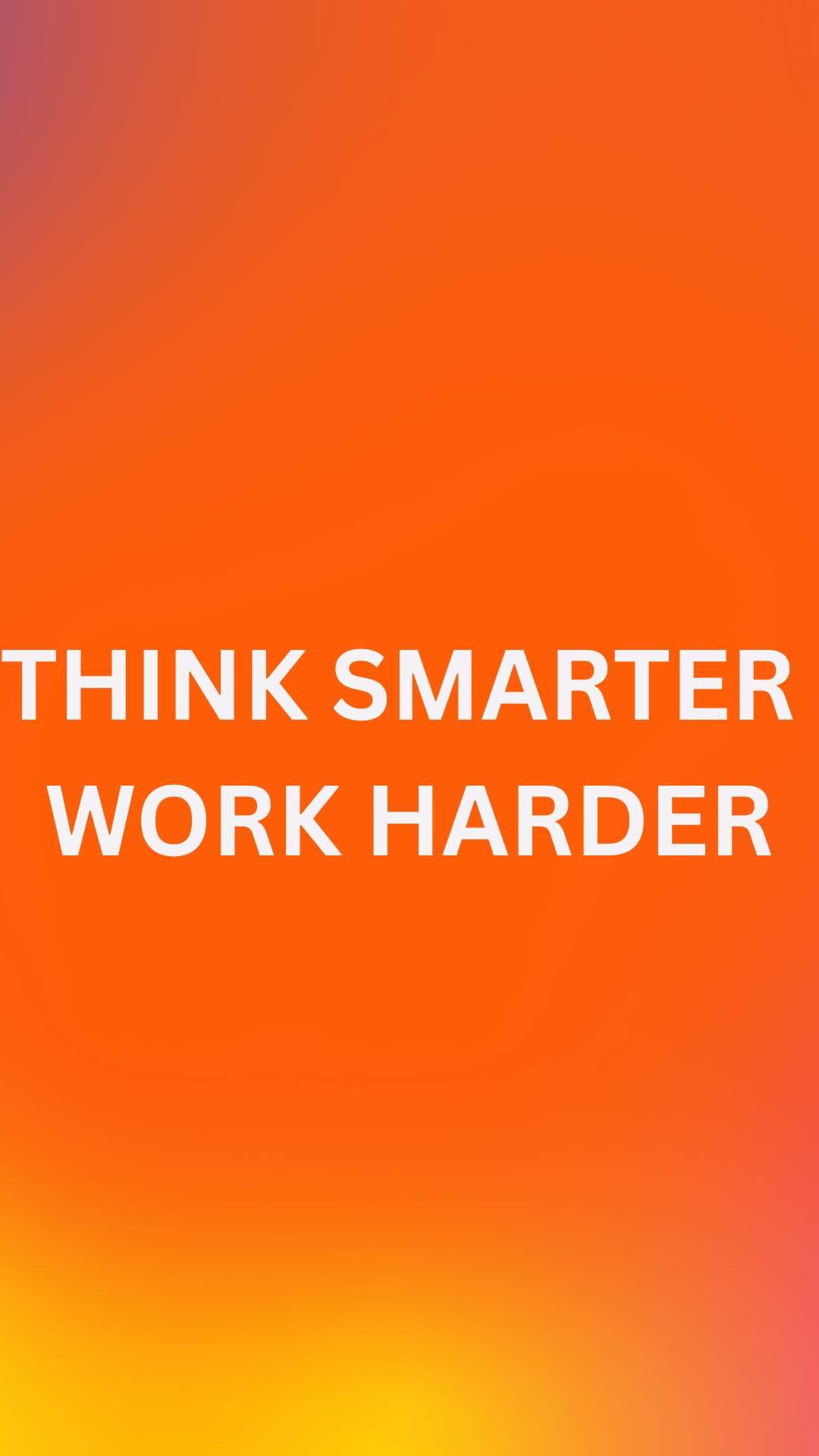 Motivational text think smarter work harder on orange yellow gradient background — Orange PNG