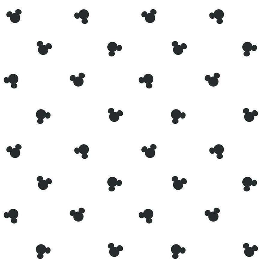 Silhuetas pretas de cabeça do Mickey Mouse em padrão de fundo branco. — Orelhas do Mickey Mouse Papéis de Parede
