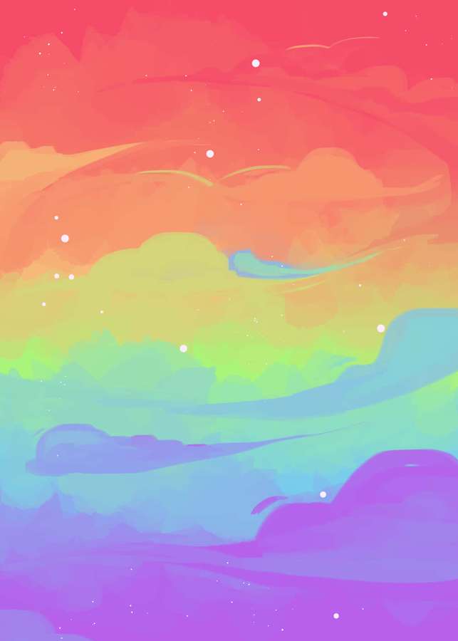 Un cielo abstracto colorido con nubes de arcoíris y estrellas brillantes. — Orgullo Fondos de pantalla