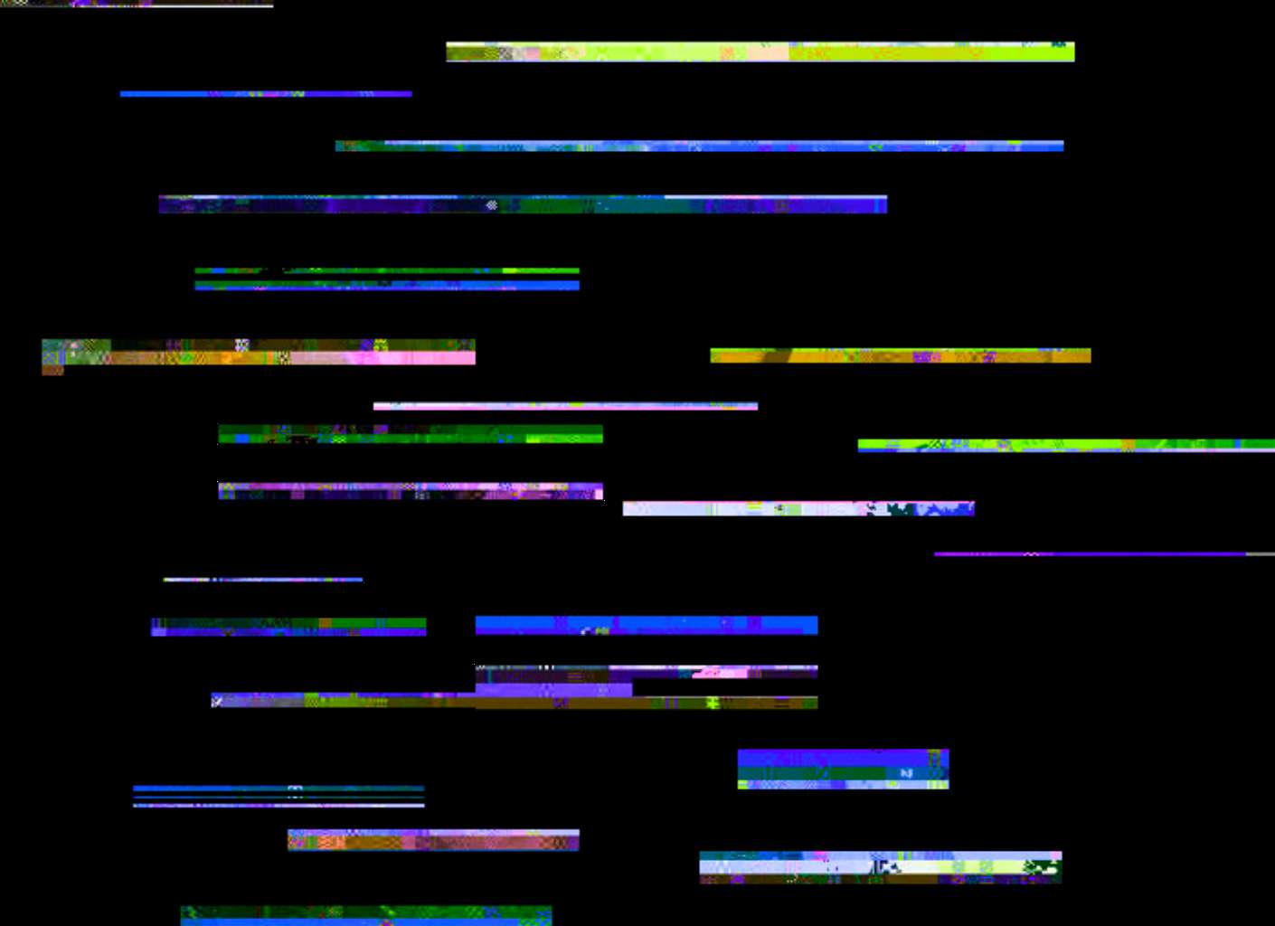 Vibrant digital glitch art with colorful horizontal bars on black background. — Overlay PNG