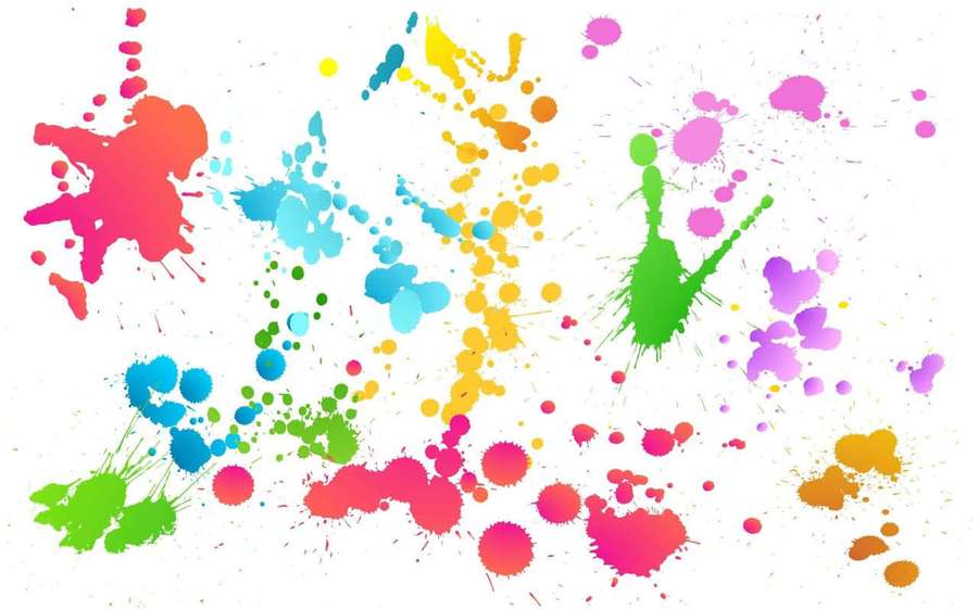 Colorful paint splatters on white background — Paint Splatter Background