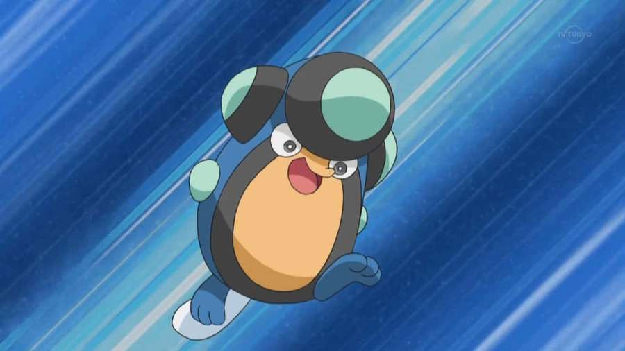A cartoon penguin Pokémon running with a surprised expression. — Palpitoad Wallpaper