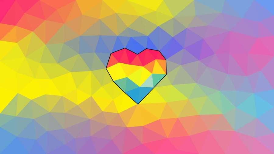 Pansexual Geometric Pattern Heart — Pansexual Wallpaper