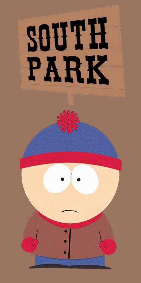 Niño de dibujos animados con sombrero azul y pompón rojo bajo el letrero de South Park. — Pantanos Fondos de pantalla