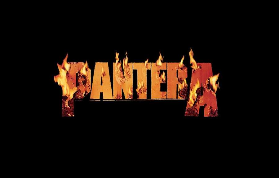 Burning band logo text 'PANTERA' in orange flames on black background — Pantera Wallpaper