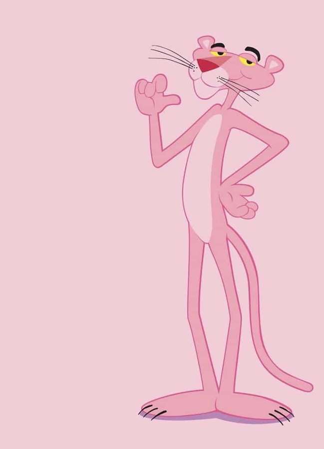 Pantera rosa de dibujos animados saludando y sonriendo contra fondo rosa — Pantera Rosa Fondos de pantalla