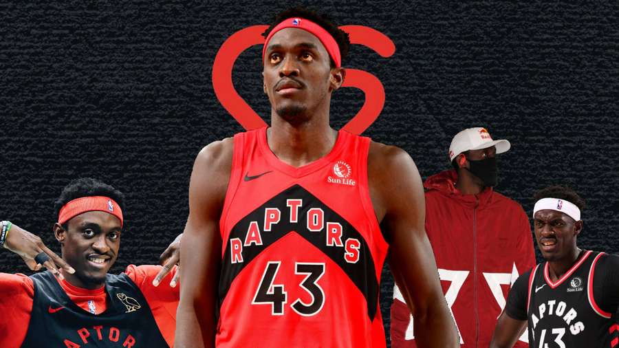 Toronto Raptors Basketballspieler in Teamtrikots posieren mit selbstbewussten Ausdrücken. — Pascal Wallpaper