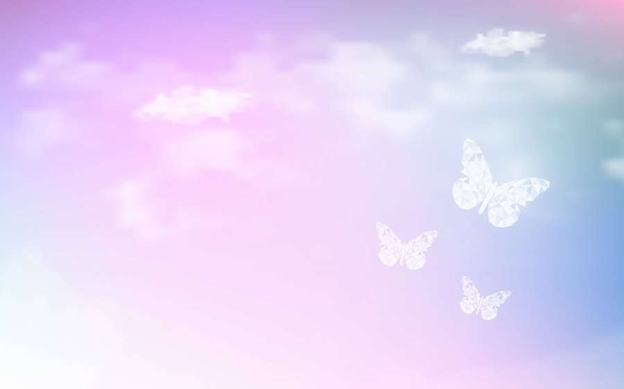 Three white butterflies flying in a pastel sky with soft clouds. — Pastel 4K Wallpaper