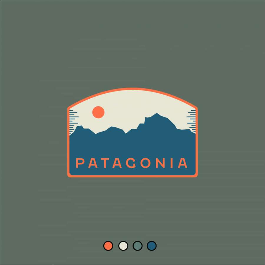 Patagonia logo with mountain and sun design in minimalist style. — Patamon Wallpaper