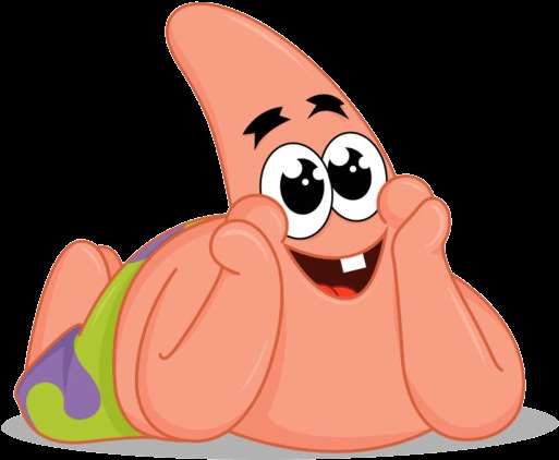 A pink cartoon starfish smiling with hands near cheeks. — Patrick Star PNG