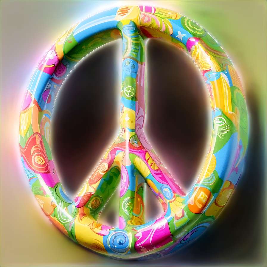 A glowing peace symbol with swirling psychedelic patterns in bright colors. — Peace Sign Hand Wallpaper