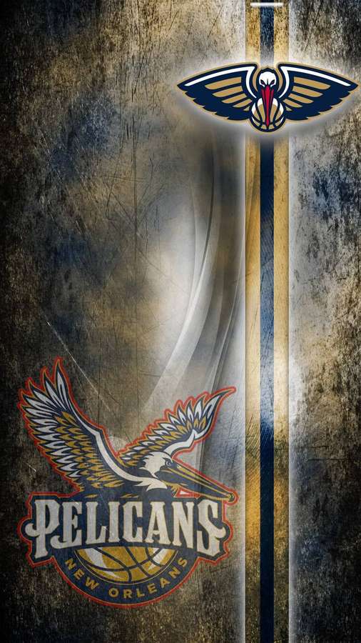 Logotipo del equipo de baloncesto New Orleans Pelicans sobre fondo metálico texturizado. — Pelícanos Fondos de pantalla