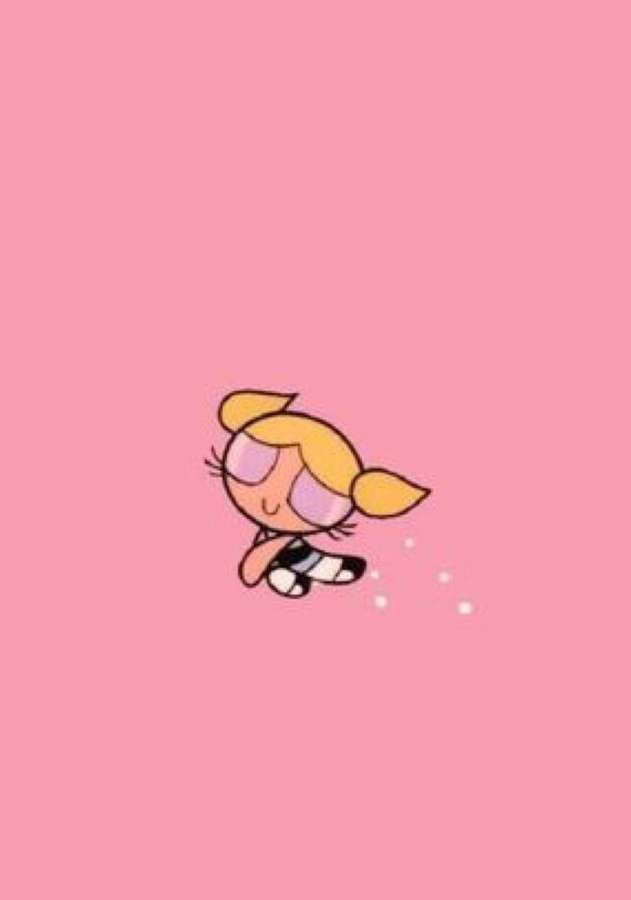 Uma garota de desenho animado flutuante com tranças loiras e óculos rosa em um fundo rosa. — Perfil do Instagram Papéis de Parede