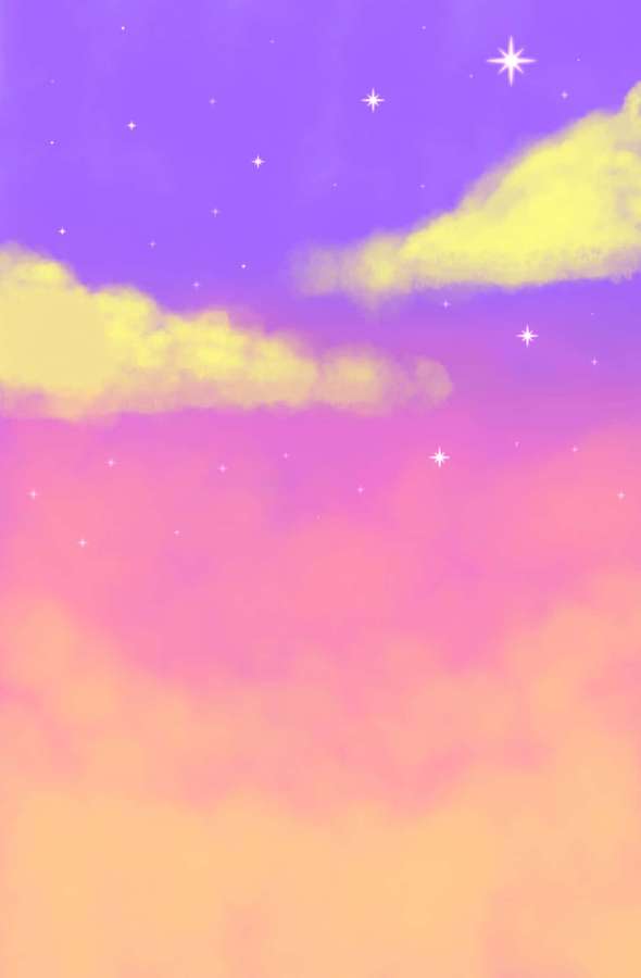 Pastel sky with stars and soft clouds in purple pink and yellow tones. — Pfp Background