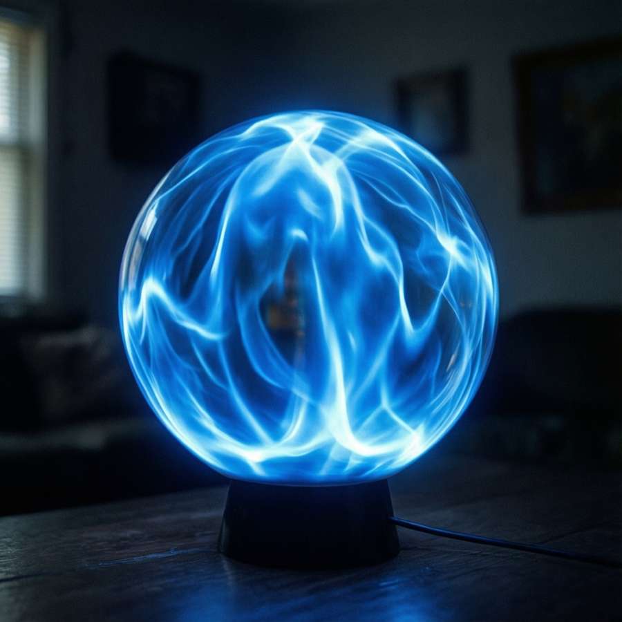 Close-up of ghost orb with blue glow in dark room. — Phasmophobia Wallpaper